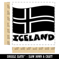 Iceland with Waving Flag Cute Square Rubber Stamp for Stamping Crafting