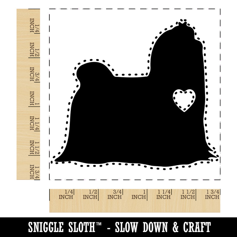Maltese Dog with Heart Square Rubber Stamp for Stamping Crafting