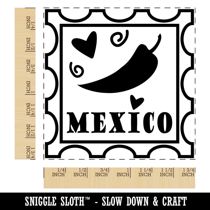 Mexico Chili Pepper Passport Travel Square Rubber Stamp for Stamping Crafting