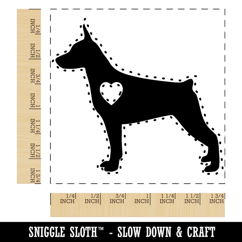 Miniature Pinscher Min Pin Dog with Heart Square Rubber Stamp for Stamping Crafting