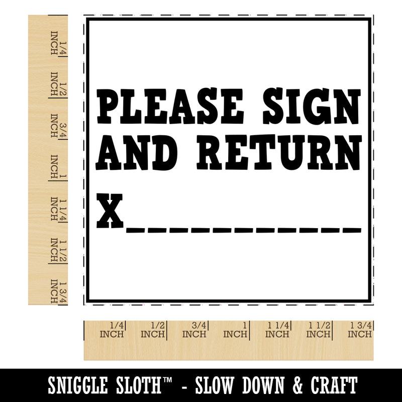 Please Sign and Return with Signature Line Teachers Square Rubber Stamp for Stamping Crafting