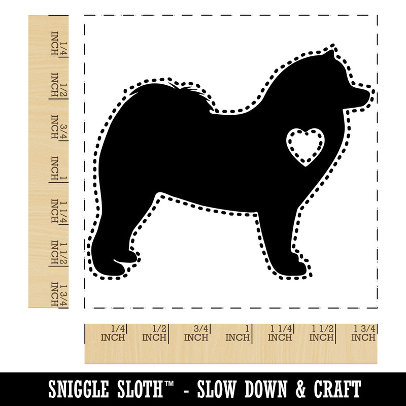 Samoyed Dog with Heart Square Rubber Stamp for Stamping Crafting