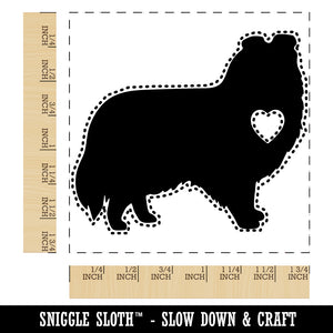 Shetland Sheepdog Sheltie Dog with Heart Square Rubber Stamp for Stamping Crafting