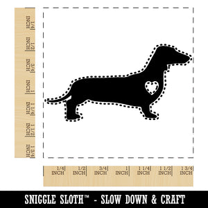 Smooth Haired Dachshund Dog with Heart Square Rubber Stamp for Stamping Crafting