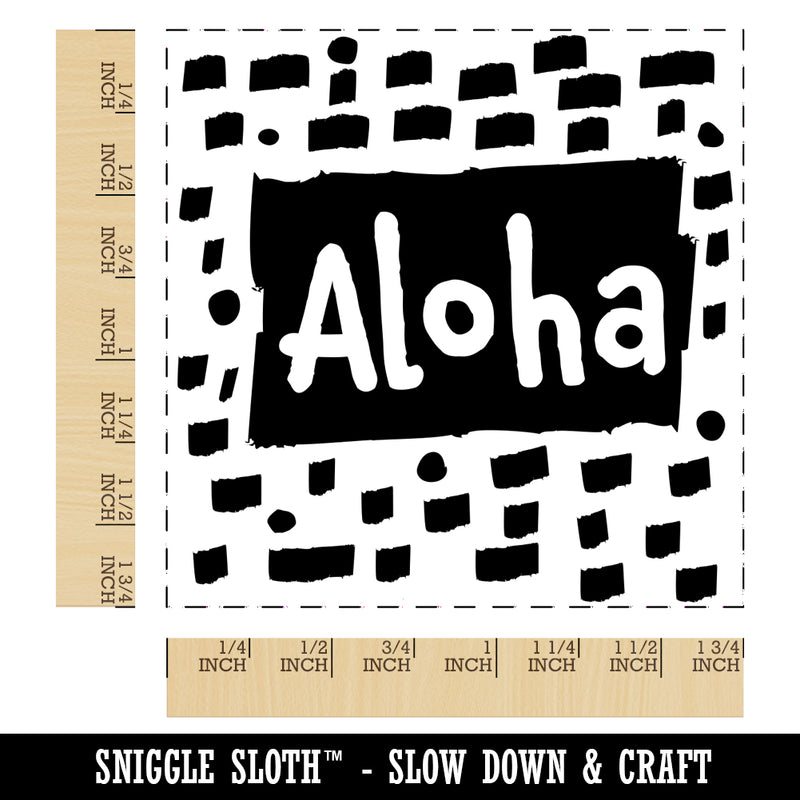 Aloha Hello Hawaiian Doodle Square Rubber Stamp for Stamping Crafting