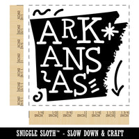 Arkansas State with Text Swirls Square Rubber Stamp for Stamping Crafting