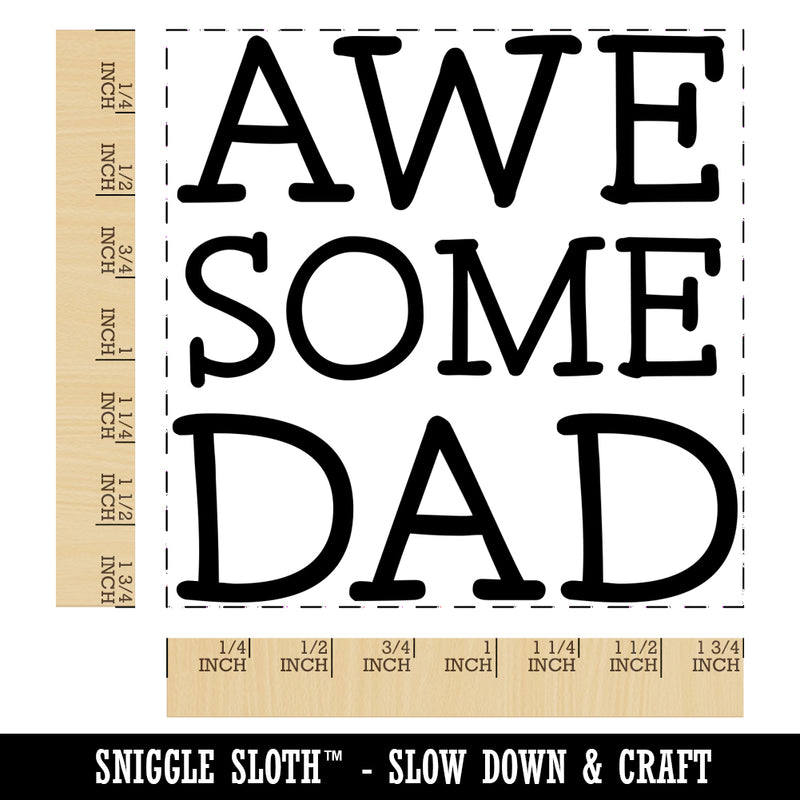 Awesome Dad Fun Text Father Square Rubber Stamp for Stamping Crafting