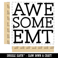 Awesome EMT Emergency Medical Tech Fun Text Square Rubber Stamp for Stamping Crafting
