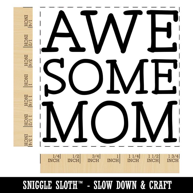 Awesome Mom Fun Text Mother Square Rubber Stamp for Stamping Crafting