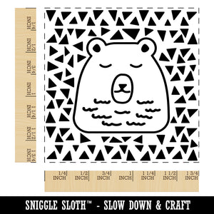 Bear Sleeping Doodle Square Rubber Stamp for Stamping Crafting