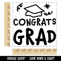 Congrats Grad Graduate Congratulations Square Rubber Stamp for Stamping Crafting