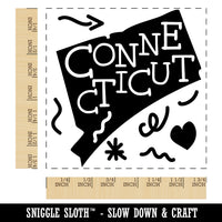 Connecticut State with Text Swirls Square Rubber Stamp for Stamping Crafting