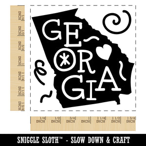 Georgia State with Text Swirls Square Rubber Stamp for Stamping Crafting