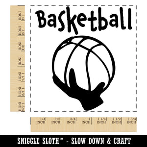 Hand Holding Basketball Abstract Square Rubber Stamp for Stamping Crafting