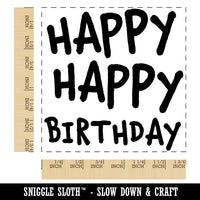 Happy Happy Birthday Cute Text Square Rubber Stamp for Stamping Crafting