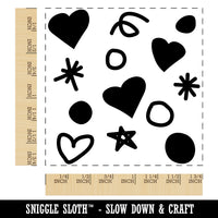 Hearts Dots Squiggles Celebration Background Square Rubber Stamp for Stamping Crafting