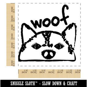 Husky Face Dog Woof Sketch Square Rubber Stamp for Stamping Crafting