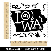 Iowa State with Text Swirls Square Rubber Stamp for Stamping Crafting