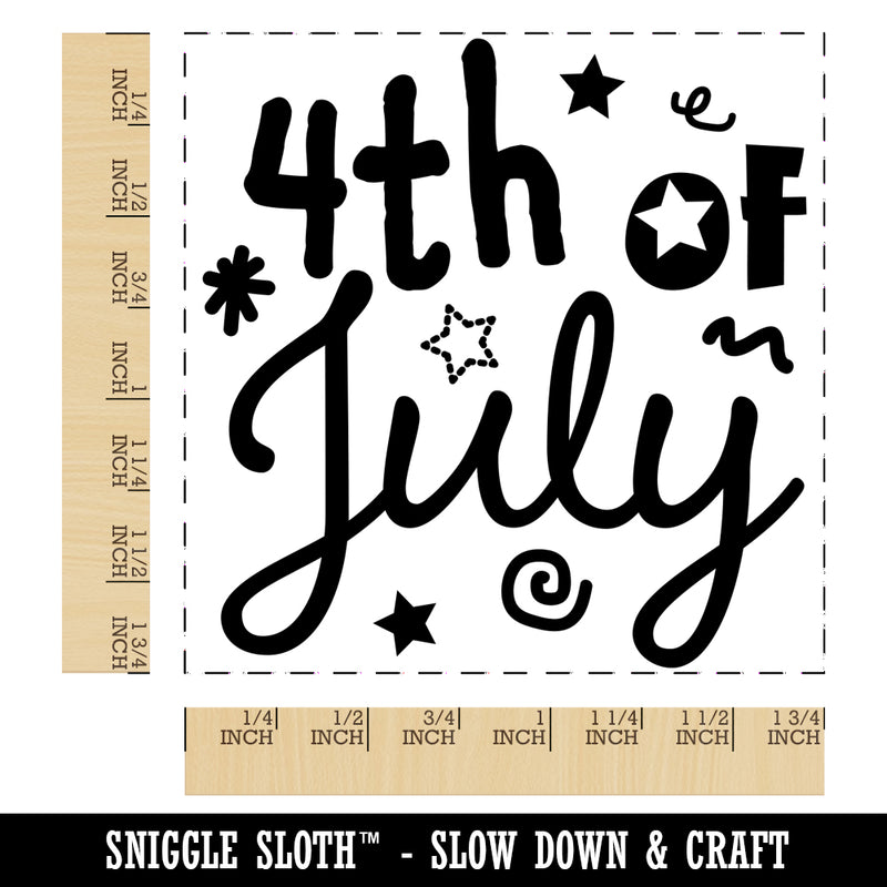 July 4th Independence Day Patriotic Cute Text Square Rubber Stamp for Stamping Crafting