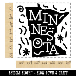 Minnesota State with Text Swirls Square Rubber Stamp for Stamping Crafting