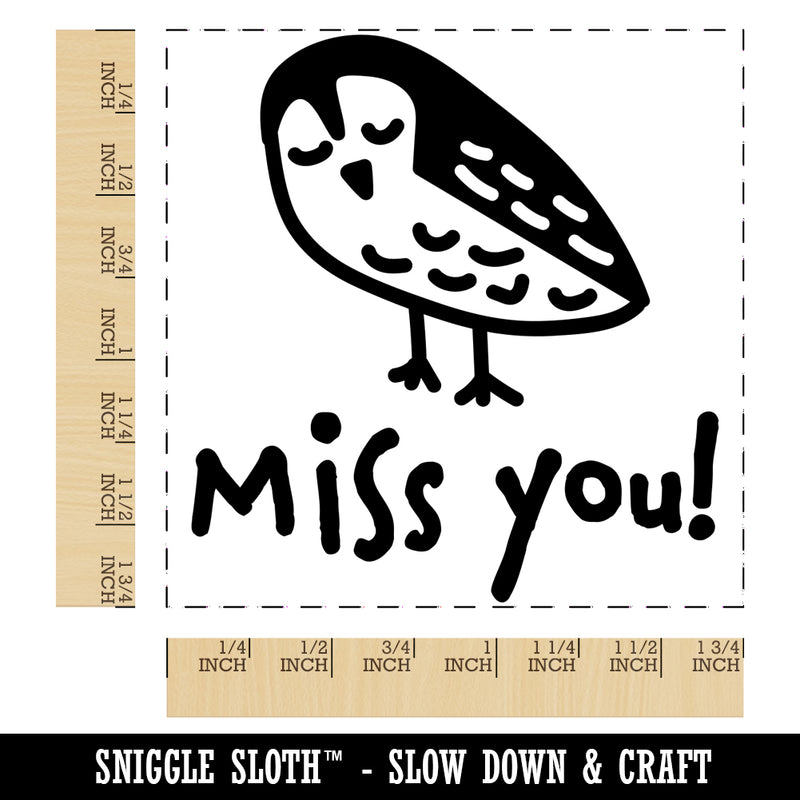 Miss You Owl Doodle Square Rubber Stamp for Stamping Crafting