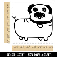 Pug Heart Collar Cute Doodle Square Rubber Stamp for Stamping Crafting