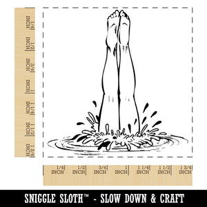 Swimming Diving Legs in Water Square Rubber Stamp for Stamping Crafting