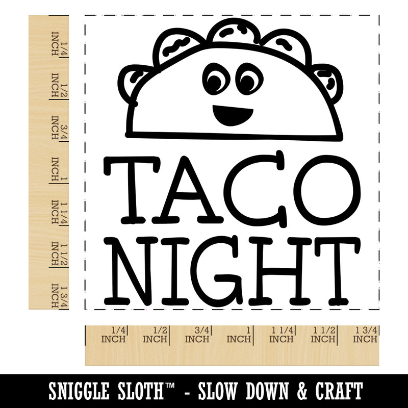 Taco Night Cute Doodle Square Rubber Stamp for Stamping Crafting