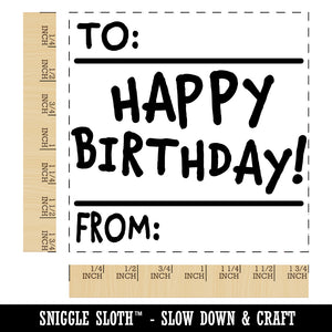 To From Happy Birthday Fun Text Square Rubber Stamp for Stamping Crafting