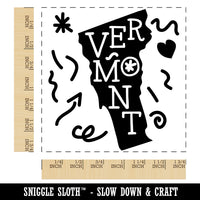 Vermont State with Text Swirls Square Rubber Stamp for Stamping Crafting