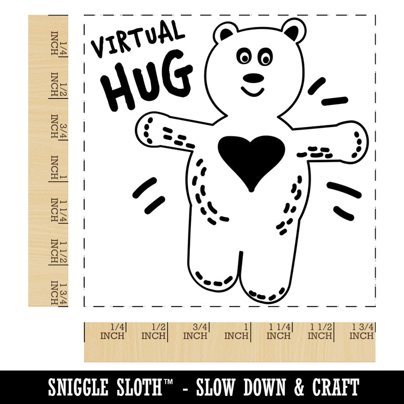 Virtual Hug Love Bear Cute Square Rubber Stamp for Stamping Crafting
