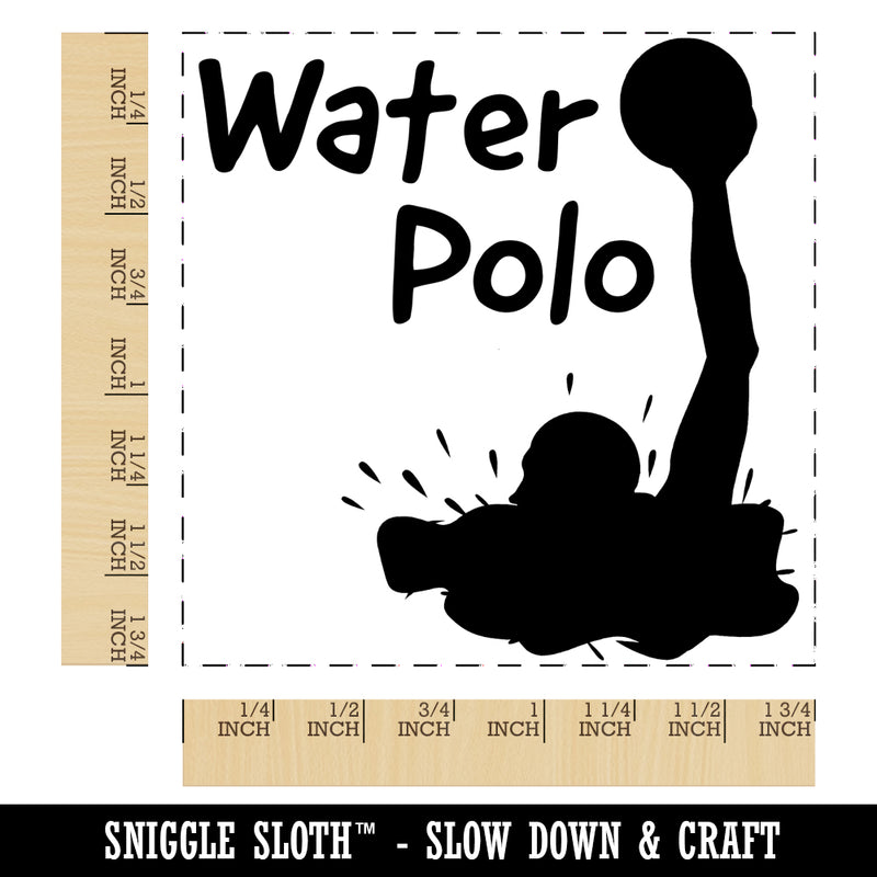 Water Polo Player in Water Fun Text Square Rubber Stamp for Stamping Crafting