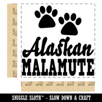 Alaskan Malamute Dog Paw Prints Fun Text Square Rubber Stamp for Stamping Crafting