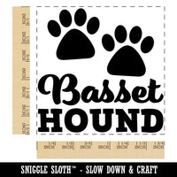 Basset Hound Dog Paw Prints Fun Text Square Rubber Stamp for Stamping Crafting