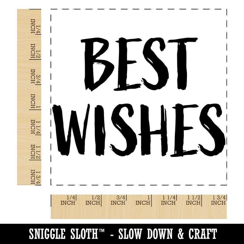 Best Wishes Sketchy Fun Text Square Rubber Stamp for Stamping Crafting