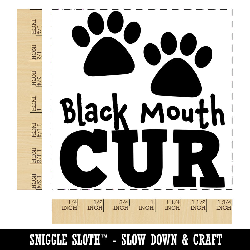 Black Mouth Cur Dog Paw Prints Fun Text Square Rubber Stamp for Stamping Crafting
