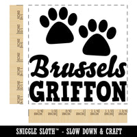 Brussels Griffon Dog Paw Prints Fun Text Square Rubber Stamp for Stamping Crafting