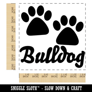 Bulldog Dog Paw Prints Fun Text Square Rubber Stamp for Stamping Crafting