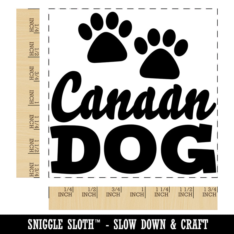 Canaan Dog Paw Prints Fun Text Square Rubber Stamp for Stamping Crafting
