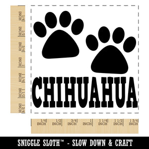Chihuahua Dog Paw Prints Fun Text Square Rubber Stamp for Stamping Crafting