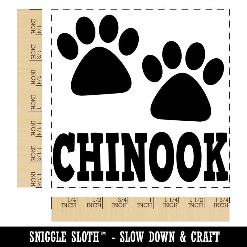 Chinook Dog Paw Prints Fun Text Square Rubber Stamp for Stamping Crafting