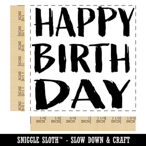 Happy Birthday Sketchy Fun Text Square Rubber Stamp for Stamping Crafting