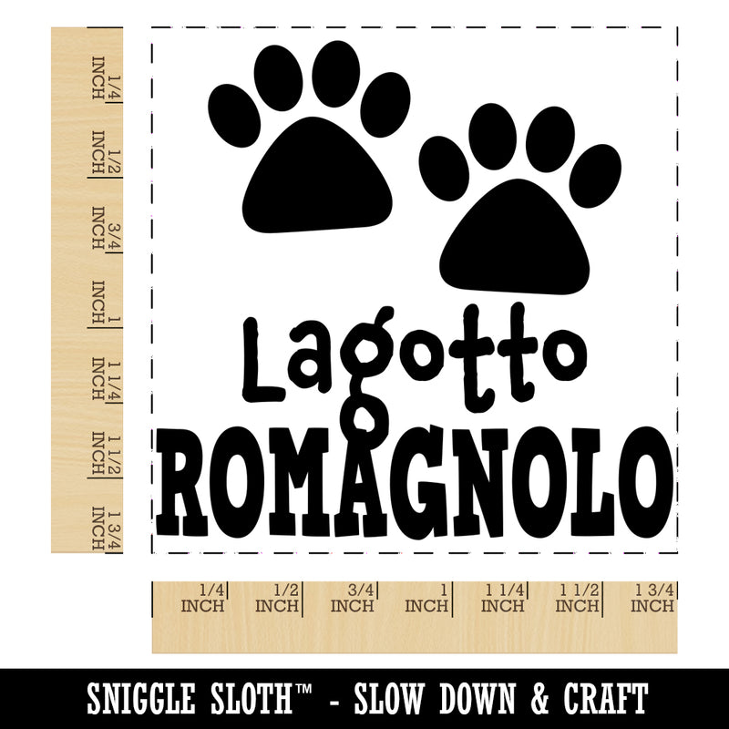 Lagotto Romagnolo Dog Paw Prints Fun Text Square Rubber Stamp for Stamping Crafting
