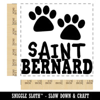 Saint Bernard Dog Paw Prints Fun Text Square Rubber Stamp for Stamping Crafting