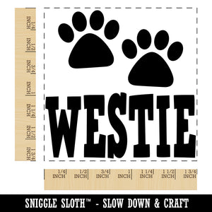 Westie West Highland White Terrier Dog Paw Prints Fun Text Square Rubber Stamp for Stamping Crafting
