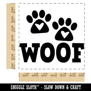 Woof Dog Paw Prints Hearts Love Fun Text Square Rubber Stamp for Stamping Crafting