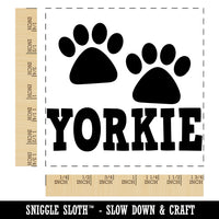 Yorkie Yorkshire Terrier Dog Paw Prints Fun Text Square Rubber Stamp for Stamping Crafting