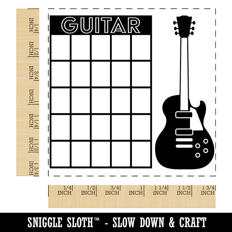 Electric Guitar Chord Chart Square Rubber Stamp for Stamping Crafting