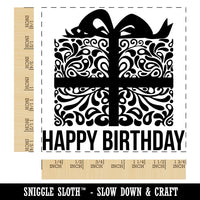 Happy Birthday Elegant Present Square Rubber Stamp for Stamping Crafting
