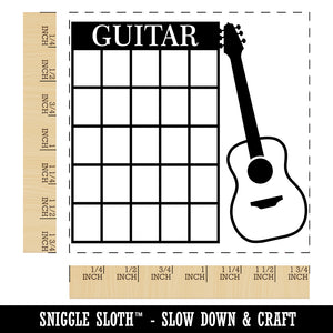 Leaning Acoustic Guitar Chord Chart Square Rubber Stamp for Stamping Crafting
